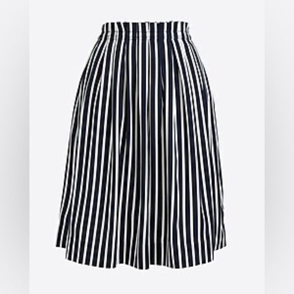 J. Crew Striped Pleated Midi Skirt Size 2 - Picture 1 of 8